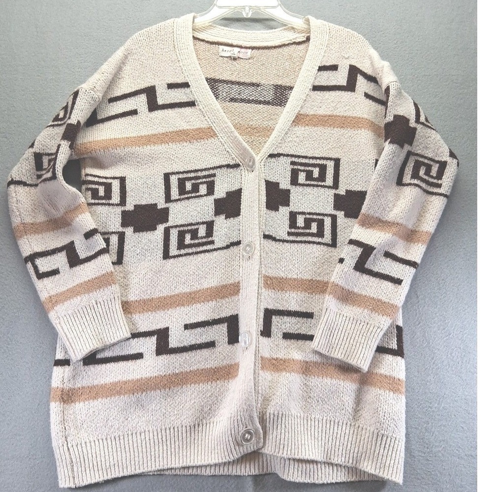 Hazel Moon Women Button Up‎ Cardigan Sweater Beige Size M